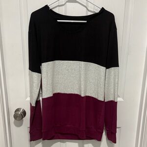 Colorblock Women's Top - Black, Gray, and Burgundy